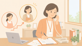 介護士からケアマネジャーへのキャリアアップをイメージしたイラスト