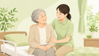 介護保険を利用して介護ベッドをレンタルする手続きの流れを説明するイラスト