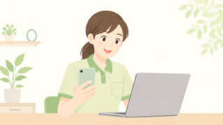 介護士向けの転職サイトとエージェントを目的別に比較検討するイラスト