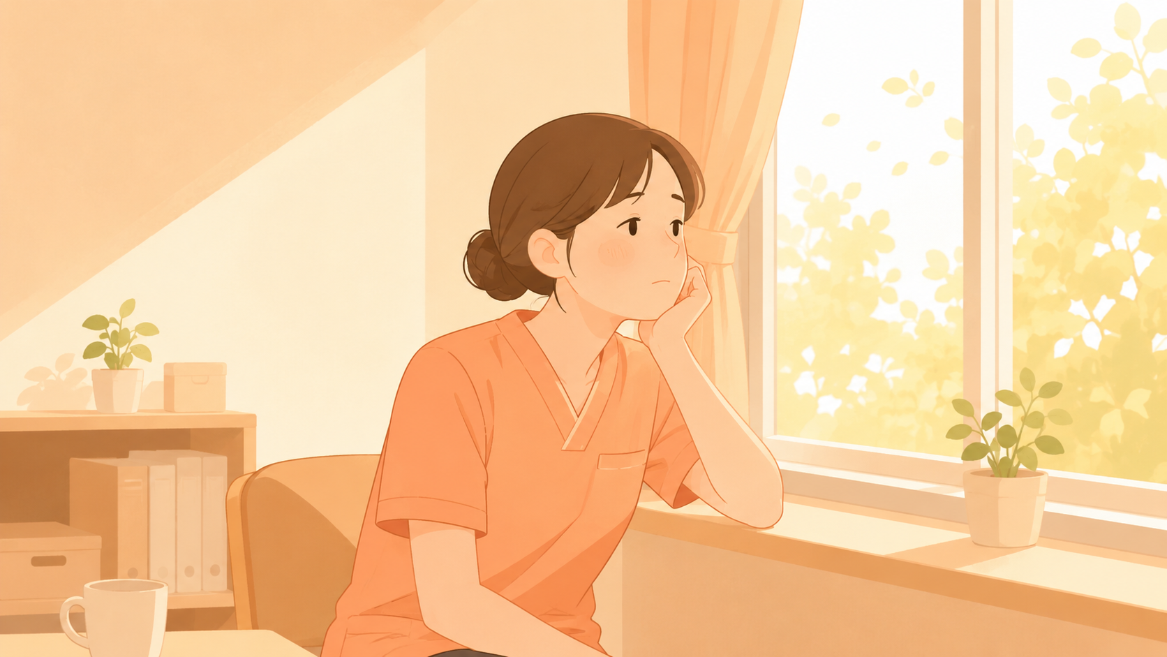 カレンダーに休暇予定を書き込む介護士のイラスト