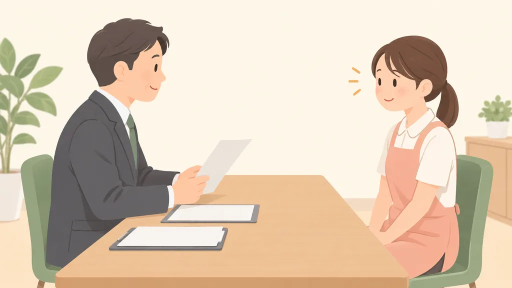介護職の面接を受ける女性のイラスト