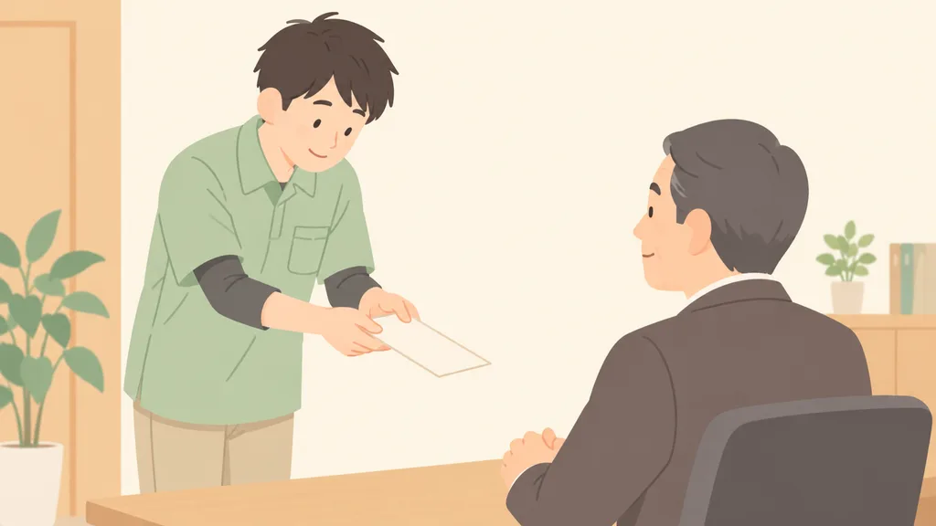 退職の意思を上司に伝える介護職員のイラスト