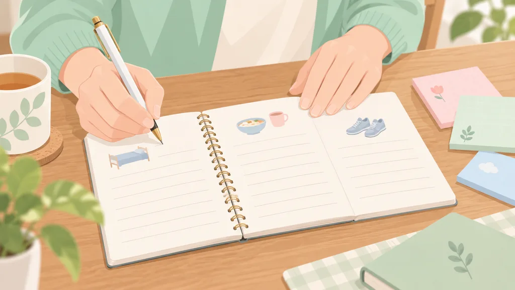 家族が困りごとをメモに書き出している手元のイラスト